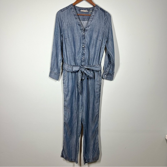 Soft Surroundings Women’s PS Chambray Jumpsuit 100% Tencel Petite 093024 - Picture 1 of 10